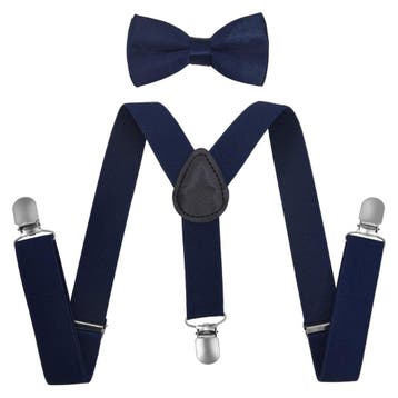 Fako Fashion - Kinder Bretels Met Vlinderstrik - 65cm - Navy, Verzenden, Nieuw