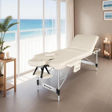 3 zones massagetafel Phuket, draagtas, aluminiumframe - beig, Sport en Fitness, Verzenden, Nieuw