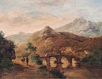 Duitse school (XVIII) - Oud berglandschap met figuren