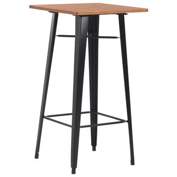 vidaXL Bartafel 60x60x108 cm massief grenenhout staal zwart, Verzenden, Nieuw