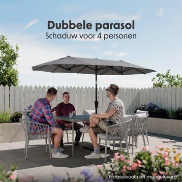 2dekans | LifeGoods Dubbele Parasol - Tuin - 160x300cm - tot, Ophalen of Verzenden, Zo goed als nieuw
