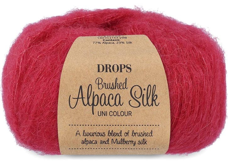 DROPS Brushed Alpaca Silk Uni Colour - 07 rood - Wol Garen, Hobby en Vrije tijd, Breien en Haken, Ophalen of Verzenden