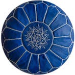 Poef Leder - Hemels Blauw, Verzenden, Nieuw