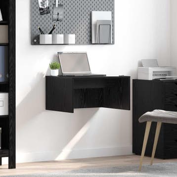 vidaXL Wandbureau Zwart Eiken Bewerkt hout 60 x 45 x 30 cm, Verzenden, Nieuw