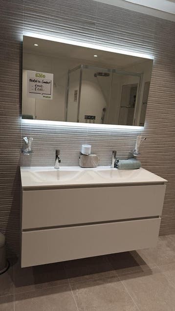 Badmeubel 120cm mat wit met kranen en spiegel - 0034, Ophalen, 100 tot 150 cm, Nieuw, Wastafelkast