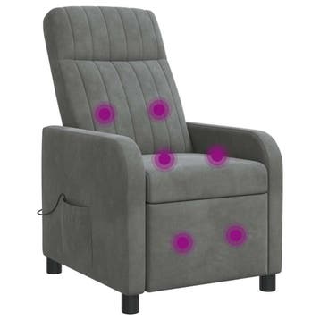vidaXL Massage Recliner Donkergrijs fluweel, Verzenden, Nieuw