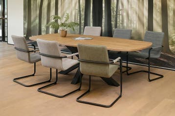 Vergadertafel Deens Ovaal XL 240x120cm met Spinpoot, Ophalen of Verzenden, Nieuw in verpakking