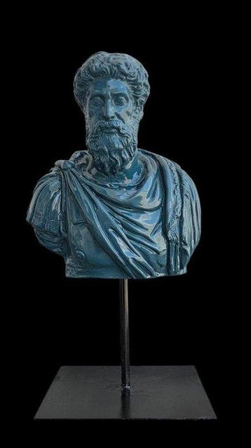 sculptuur, Marco Aurelio - 31 cm - marmerpoeder, Antiek en Kunst, Curiosa en Brocante