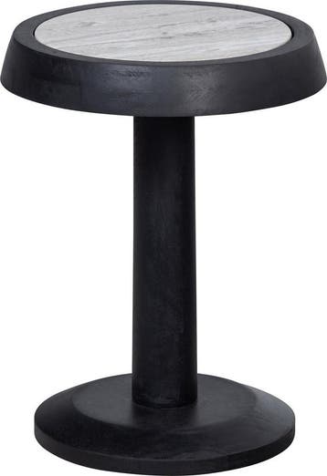WOOOD Nanne Bijzettafel - Mangohout/marmer - Zwart - 46xØ36, Nieuw