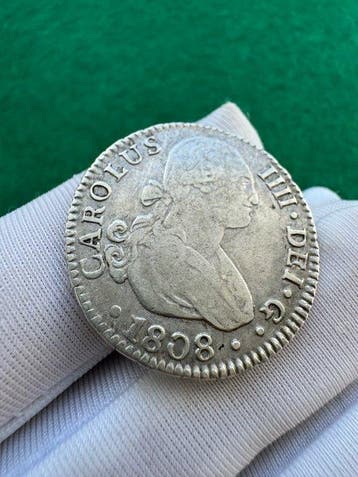 Spanje. Carlos IV. 2 Reales 1808 Sevilla CN (Zonder
