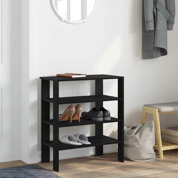 vidaXL Schoenenrek 61x32x70 cm bewerkt hout zwart, Verzenden, Nieuw