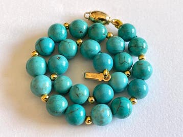 18 karaat (750) goud - turkoois - Armband, Antiek en Kunst
