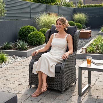 Toscane XL lounge tuinstoel verstelbaar antraciet, Tuin en Terras, Ophalen of Verzenden, Nieuw, Wicker