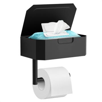 Avalo WC Rolhouder met Bakje & Plankje - Zwart - Zelfklevend, Verzenden, Nieuw