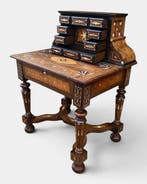 Ecole Lombarde - Secretaire - Palissander, Ebbenhout, Been,