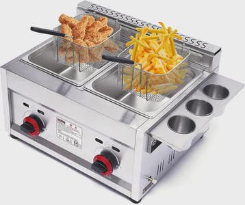 Professionele Gas Friteuse 12L Dubbele Tank RVS - Compact &, Verzenden, Nieuw