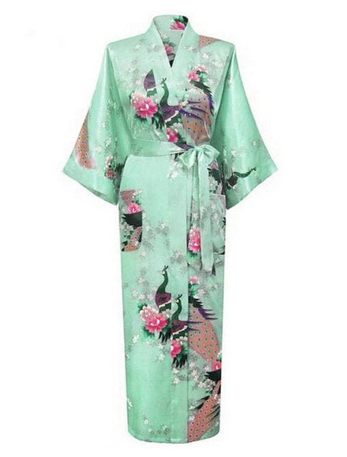 KIMU® Kimono Mintgroen Satijn XS-S Ochtendjas Yukata Mint Ka, Kleding | Dames, Carnavalskleding en Feestkleding, Nieuw, Maat 34 (XS) of kleiner