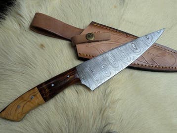 Damascus Japanese-Style Chef Knife - Keukenmes - Staal -