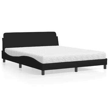 vidaXL Bed met matras Dover stof zwart 160x200 cm, Huis en Inrichting, Slaapkamer | Bedden, Verzenden, Zwart, 200 cm, Stof