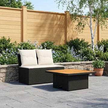 vidaXL 2 Stuk Tuin middelste sofa met uitschuiftafel poly, Verzenden, Nieuw, Rotan, 2 zitplaatsen