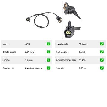 ABS-sensor Vooras rechts Chevrolet Matiz 0.8 LPG (2005-2007), Verzenden, Nieuw, Chevrolet