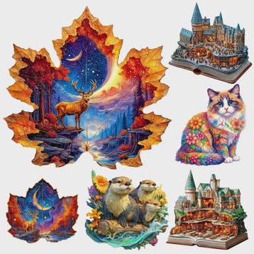 Houten Puzzel Kasteel & Bladeren - Uniek Decoratie Cadeau, Verzenden, Nieuw