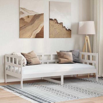 vidaXL Slaapbank massief grenenhout wit 90x200 cm, 90 cm, Eenpersoons, Verzenden, Wit