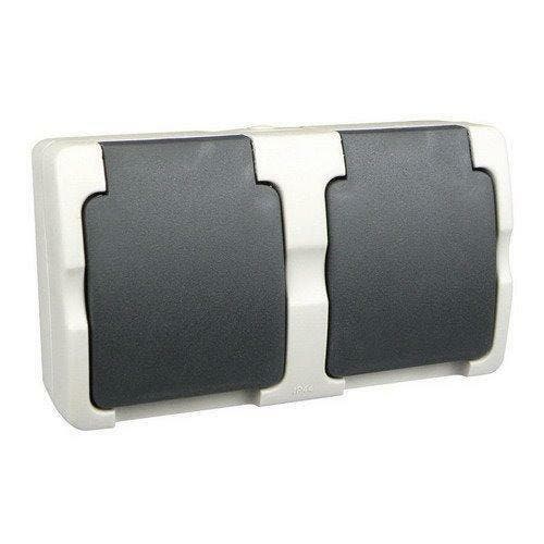 WCD Wandcontactdoos Spatwaterdicht 2-voudig horizontaal, Doe-het-zelf en Verbouw, Elektra en Kabels, Stopcontact, Nieuw, Verzenden