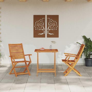 vidaXL Vouw Bistro Set 3 st Bruin Massief Acaciahout, Verzenden, Nieuw, 3 zitplaatsen