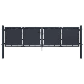 vidaXL Tuinpoort staal 300x100 cm antraciet, Verzenden, Nieuw