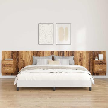 vidaXL Hoofdbord Met Kast 3 st Oud Hout Bewerkt hout, Verzenden, Nieuw, Bruin, Hout