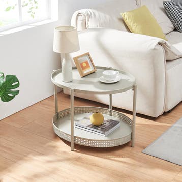 Salontafel Jäller ovaal 66x51x44 cm taupe [en.casa], Huis en Inrichting, Verzenden, Nieuw