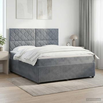 vidaXL Boxspringbed met matras Donkergrijs 140 x 190 cm, Verzenden, Nieuw, Tweepersoons, Stof