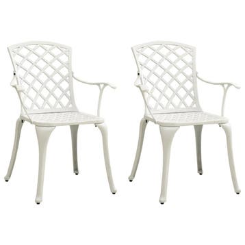 vidaXL Tuinstoelen 2 st gietaluminium wit, Tuin en Terras, Verzenden, Nieuw, Aluminium