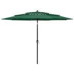 vidaXL Parasol 3-laags met aluminium paal 3 m groen, Tuin en Terras, Verzenden, Nieuw, 3 tot 4 meter
