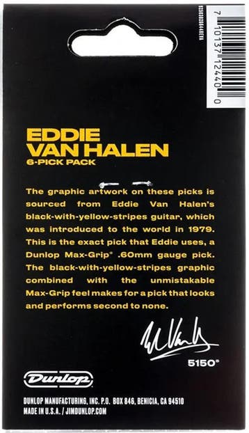 Jim DunlopEddie Van Halen Max Grip plectrum 0.60 mm 6-pack, Ophalen of Verzenden, Nieuw, Elektrische gitaar