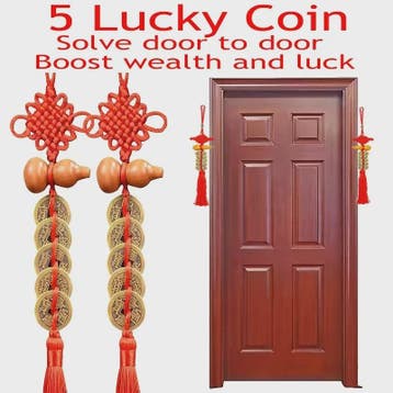 Chinese Feng Shui Munt Hanger met Vijf Keizers Munten en Kal, Verzenden