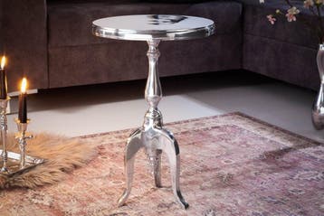 Elegante bijzettafel SAVOY 55cm zilver gepolijst statief met, Ophalen of Verzenden, Nieuw