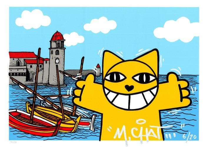 M.Chat (Thoma Vuille) (1977) - Collioure (hand finished), Antiek en Kunst, Kunst | Designobjecten