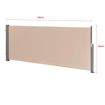 Windscherm uittrekbaar zijluifel 140x300 cm zandkleurig, Verzenden, Nieuw