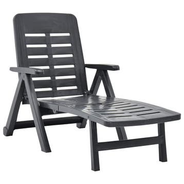 vidaXL Ligbed inklapbaar kunststof antraciet, Tuin en Terras, Verzenden, Nieuw