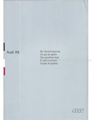 1994 AUDI A8 BROCHURE NEDERLANDS, Nieuw, Audi, Author