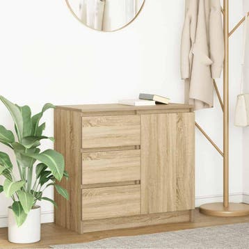 vidaXL Dressoir met lade 71x35x65 cm spaanplaat sonoma, Verzenden, Nieuw, Overige houtsoorten