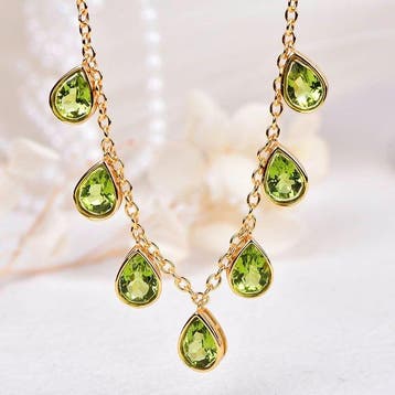 Zonder minimumprijs - Halsketting Zilver - Peridot -, Sieraden, Tassen en Uiterlijk, Kettingen, Nieuw