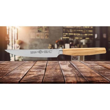 Eikaso Solingen Gesmeed Steakmes 12cm met Olijfhouten Han..., Ophalen of Verzenden, Nieuw, Hout, Los bestek