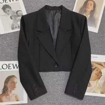 Chique Zwarte Cropped Blazer voor Dames - Trendy en Veelzijd, Verzenden, Nieuw