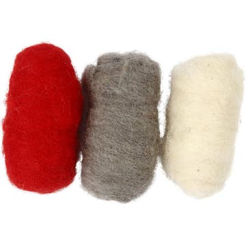 Gekaarde Wol, rood/wit harmonie, 3x10 gr/ 1 doos, Nieuw