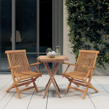 vidaXL 3-delige Tuinset massief teakhout, Tuin en Terras, Verzenden, Nieuw, Hout, Tuinset