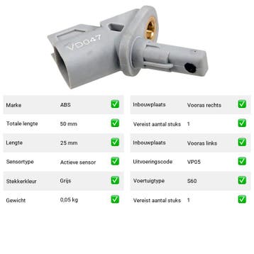ABS-sensor Volvo V70 T4 (135) Van 2010-10 tot 2015-12 - ABS-, Verzenden, Nieuw, Volvo