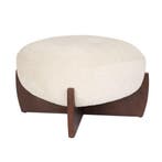 *WOONWINKEL* Dutchbone Emilius Retro Poef Beige Walnoot, Huis en Inrichting, Banken | Voetenbanken en Poefen, Verzenden, Nieuw